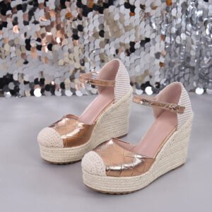 Women's espadrille buckle strap wedge heel sandals