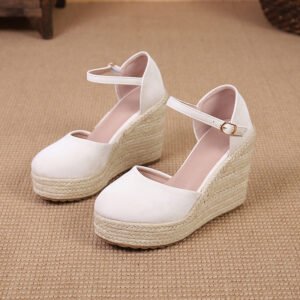 Women's espadrille buckle strap wedge heel sandals