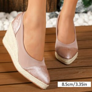 Women's espadrille slip on wedge heel pumps