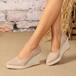 Women's espadrille slip on wedge heel pumps