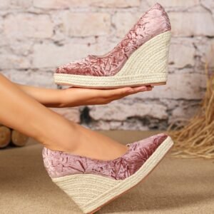 Women's espadrille slip on wedge heel pumps