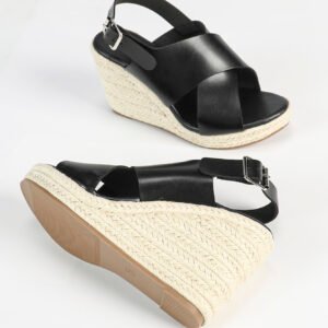 Women's espadrille buckle strap wedge heel sandals