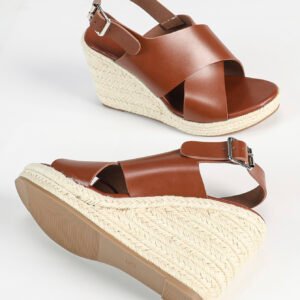 Women's espadrille buckle strap wedge heel sandals