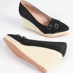 Women's espadrille slip on wedge heel pumps