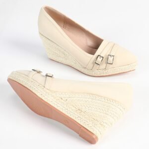 Women's espadrille slip on wedge heel pumps