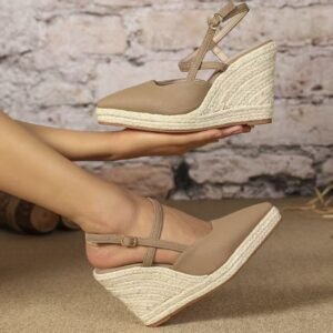 Women's espadrille buckle strap wedge heel sandals