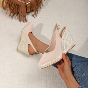Women's espadrille buckle strap wedge heel sandals