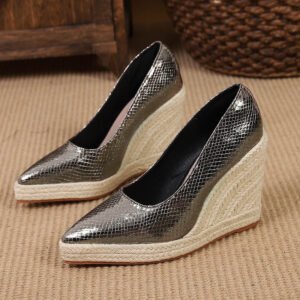 Women's espadrille slip on wedge heel pumps