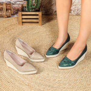 Women's espadrille slip on wedge heel pumps