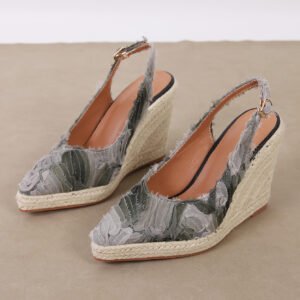 Women's espadrille buckle strap wedge heel sandals