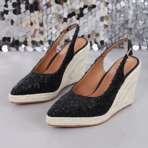 Women's espadrille buckle strap wedge heel sandals