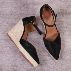 Women's espadrille buckle strap wedge heel sandals