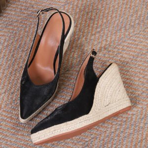 Women's espadrille buckle strap wedge heel sandals