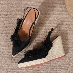Women's espadrille buckle strap wedge heel sandals