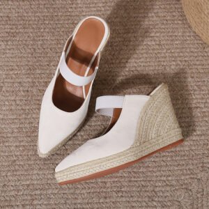Women's espadrille elastic strap wedge heel sandals