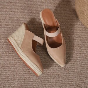 Women's espadrille elastic strap wedge heel sandals