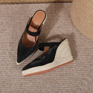 Women's espadrille elastic strap wedge heel sandals