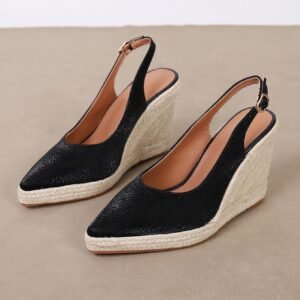 Women's espadrille buckle strap wedge heel sandals