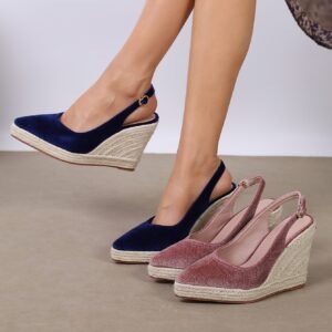 Women's espadrille buckle strap wedge heel sandals