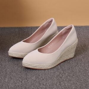 Women's espadrille slip on wedge heel pumps