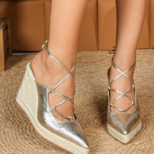 Women's espadrille lace up wedge heel sandals