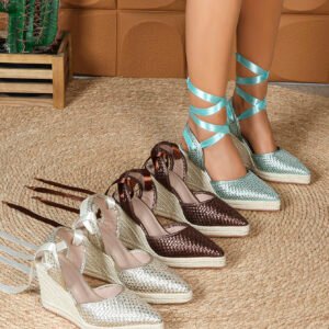 Women's espadrille lace up wedge heel sandals