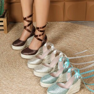 Women's espadrille lace up wedge heel sandals