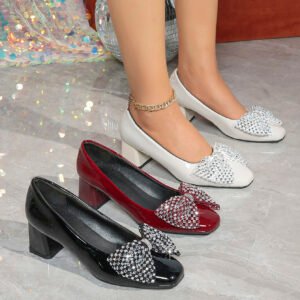 Women's block heel slip on pumps