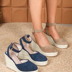Women's espadrille buckle strap wedge heel sandals