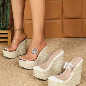 Women's espadrille slip on wedge heel sandals