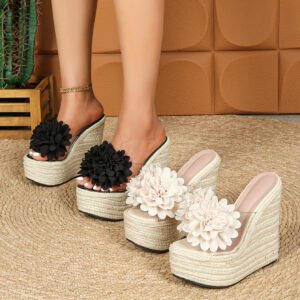 Women's espadrille slip on wedge heel sandals