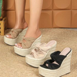 Women's espadrille slip on wedge heel sandals