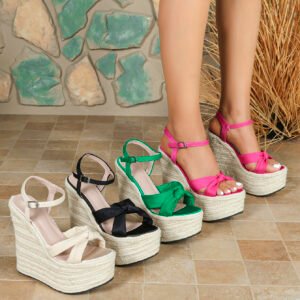 Women's espadrille buckle strap wedge heel sandals