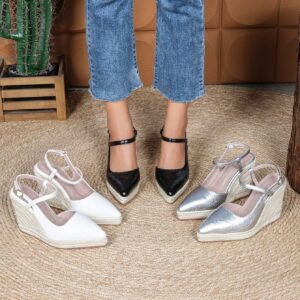 Women's espadrille buckle strap wedge heel sandals