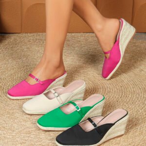 Women's espadrille slip on wedge heel sandals