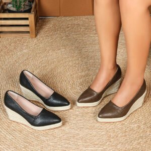 Women's espadrille slip on wedge heel pumps