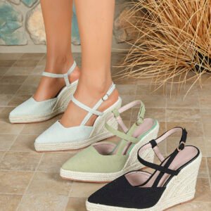Women's espadrille buckle strap wedge heel sandals