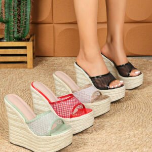 Women's espadrille slip on wedge heel sandals
