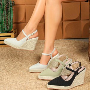 Women's espadrille buckle strap wedge heel sandals