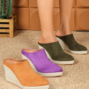 Women's espadrille slip on wedge heel sandals