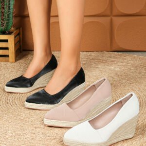 Women's espadrille slip on wedge heel pumps