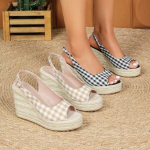 Women's espadrille buckle strap wedge heel sandals
