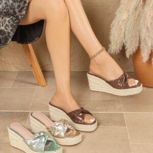 Women's espadrille slip on wedge heel sandals