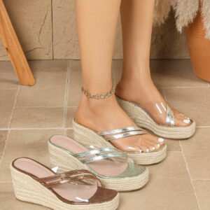 Women's espadrille slip on wedge heel sandals