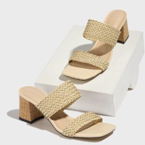 Women's block heel high heel slippers