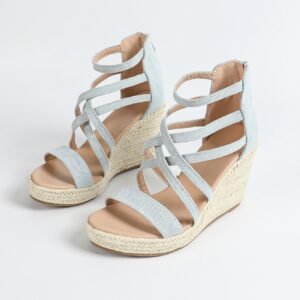 Women's espadrille back zipper strap wedge heel sandals