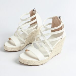 Women's espadrille back zipper strap wedge heel sandals