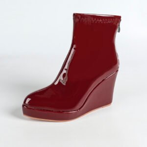 Women's wedge heel ankle boots with back zipper