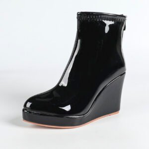 Women's wedge heel ankle boots with back zipper