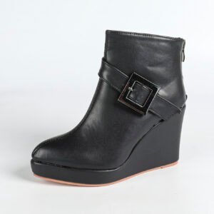 Women's wedge heel ankle boots with back zipper